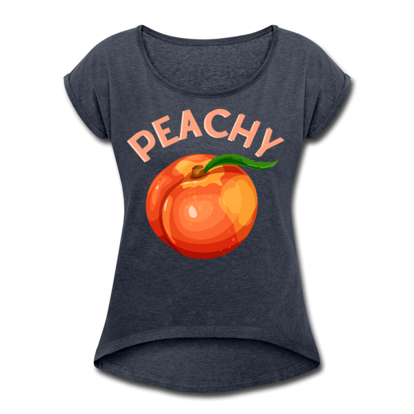 Peachy Women's Roll Cuff T-Shirt - navy heather
