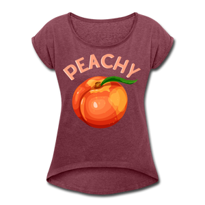Peachy Women's Roll Cuff T-Shirt - heather burgundy