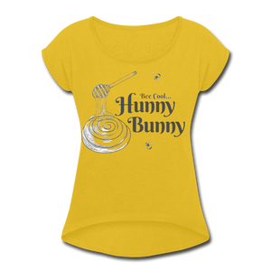 Bee Cool Women's Roll Cuff T-Shirt - mustard yellow
