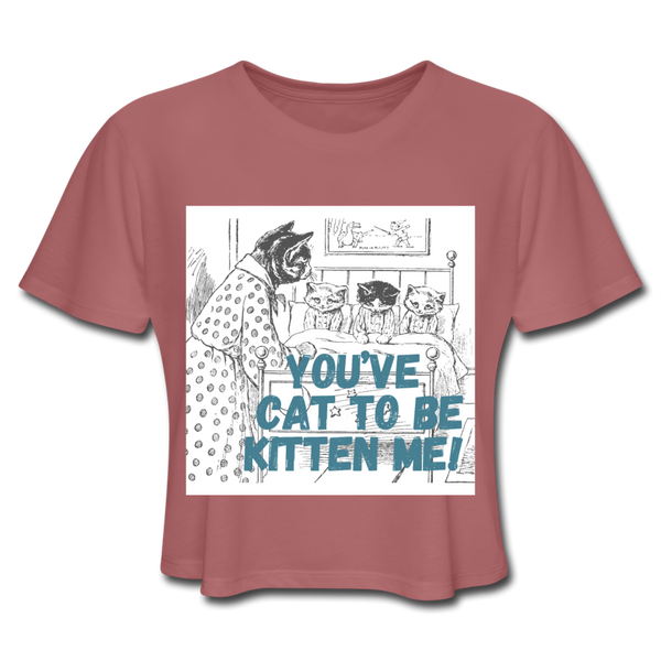 Kitten Me Women's Cropped T-Shirt - mauve