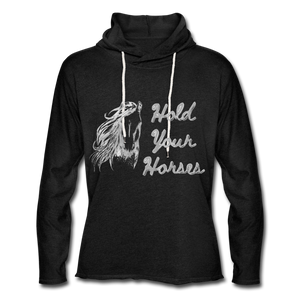Horses Unisex Lightweight Terry Hoodie - charcoal gray