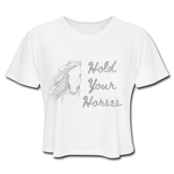 Horses Women's Cropped T-Shirt - white