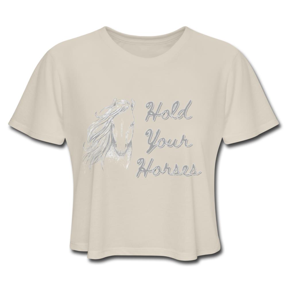 Horses Women's Cropped T-Shirt - dust