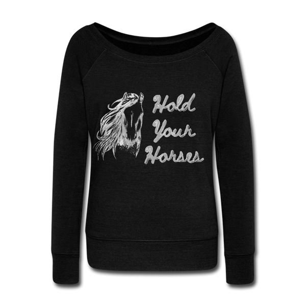 Horses Women's Wideneck Sweatshirt - black