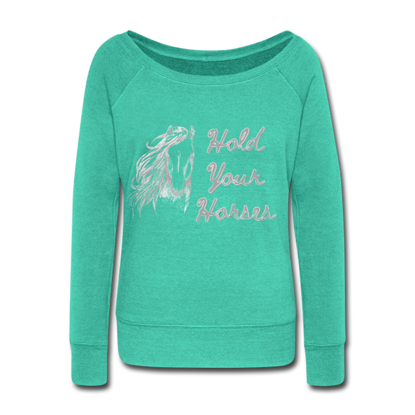 Horses Women's Wideneck Sweatshirt - teal