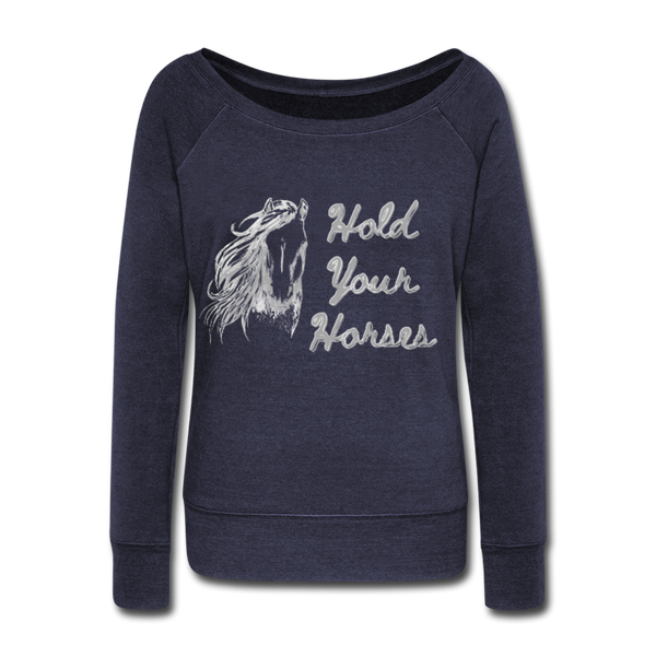Horses Women's Wideneck Sweatshirt - melange navy