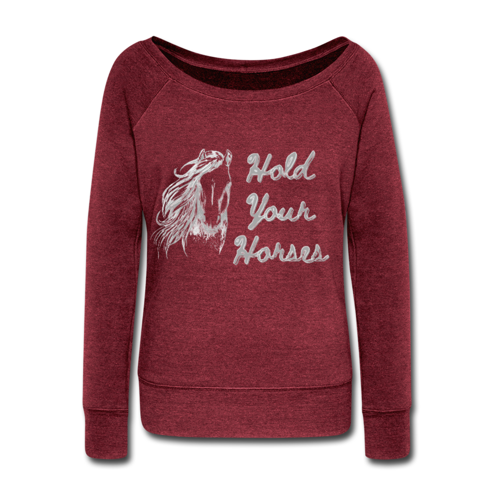 Horses Women's Wideneck Sweatshirt - cardinal triblend