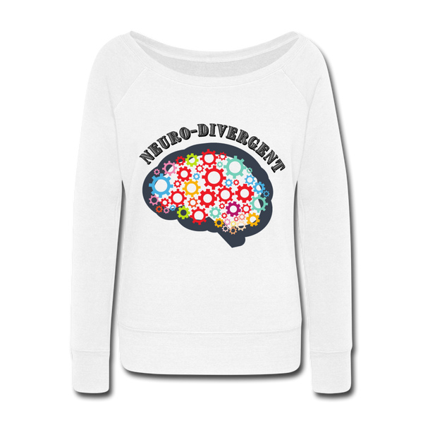 Neurodivergent Women's Wideneck Sweatshirt - white