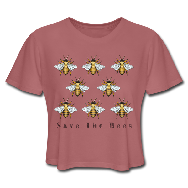 Bees Women's Cropped T-Shirt - mauve
