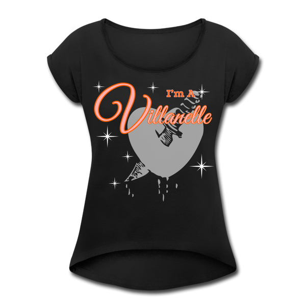 Villanelle Women's Roll Cuff T-Shirt - black
