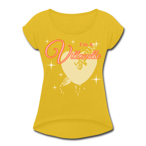 Villanelle Women's Roll Cuff T-Shirt - mustard yellow