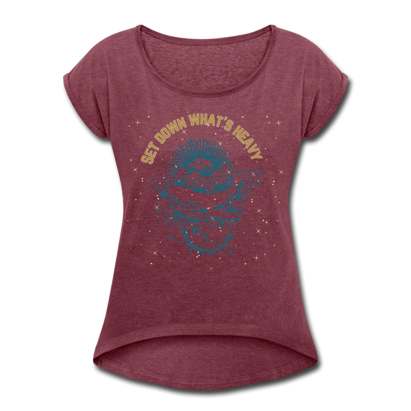 Heavy Women's Roll Cuff T-Shirt - heather burgundy