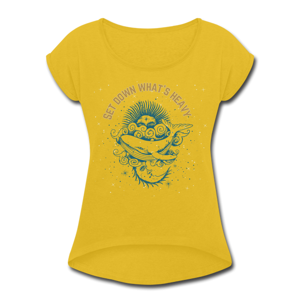 Heavy Women's Roll Cuff T-Shirt - mustard yellow