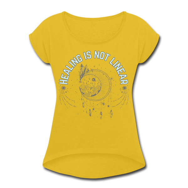 Healing Women's Roll Cuff T-Shirt - mustard yellow
