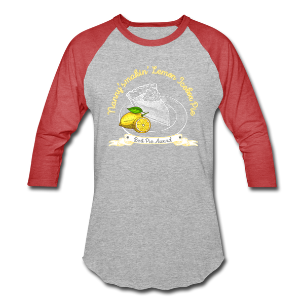 Nanny's Lemon Ice Box Pie Baseball T-Shirt - heather gray/red