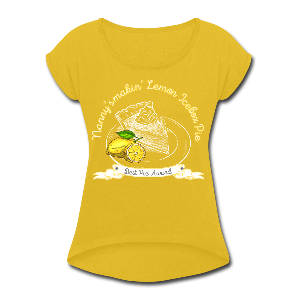 Lemon Ice Box Pie Women's Roll Cuff T-Shirt - mustard yellow