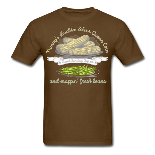 Shuckin' Corn & Snappin' Beans Unisex Classic T-Shirt - brown
