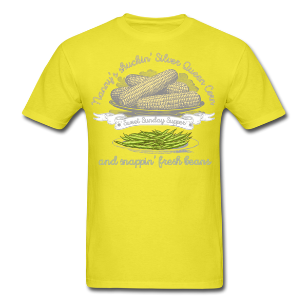 Shuckin' Corn & Snappin' Beans Unisex Classic T-Shirt - yellow