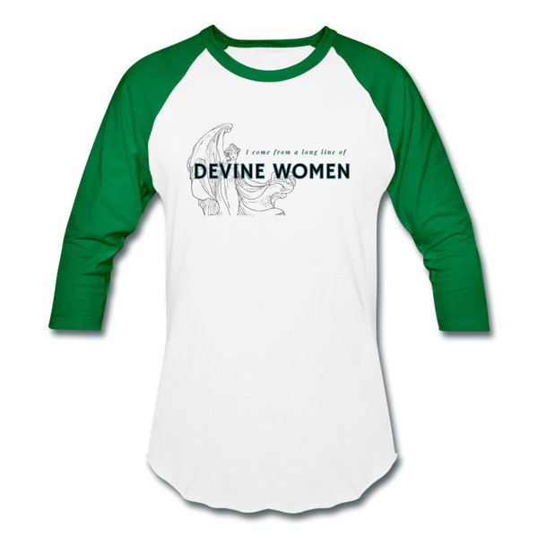 Devine Women Baseball T-Shirt - white/kelly green