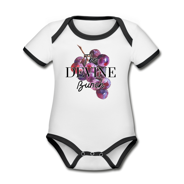 Devine Bunch Organic Contrast Short Sleeve Baby Bodysuit - white/black