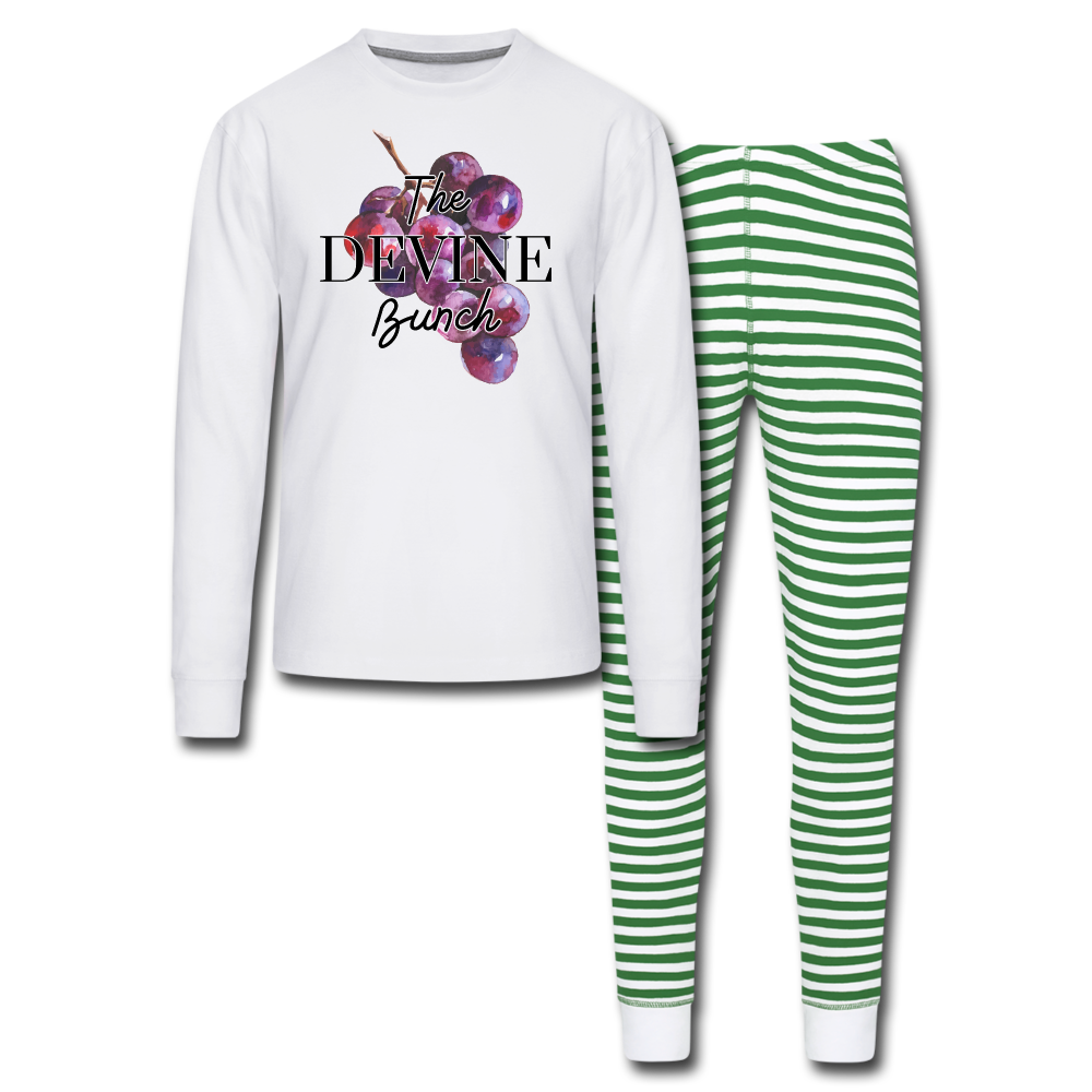 Devine Bunch Unisex Pajama Set - white/green stripe