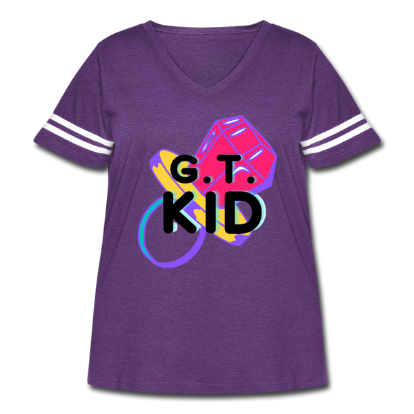 GT Kid Women's Curvy Vintage Sport T-Shirt - vintage purple/white