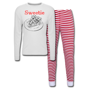 Sweetie Pie Unisex Pajama Set - white/red stripe