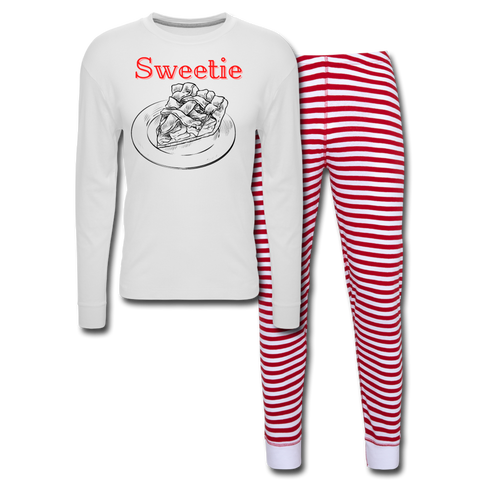 Sweetie Pie Unisex Pajama Set - white/red stripe