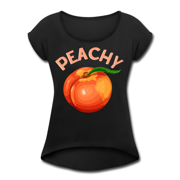 Peachy Women's Roll Cuff T-Shirt - black