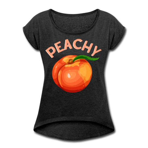 Peachy Women's Roll Cuff T-Shirt - heather black