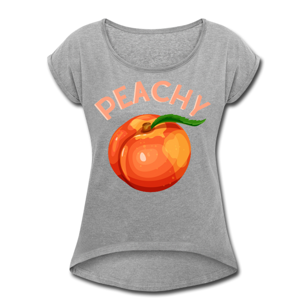 Peachy Women's Roll Cuff T-Shirt - heather gray