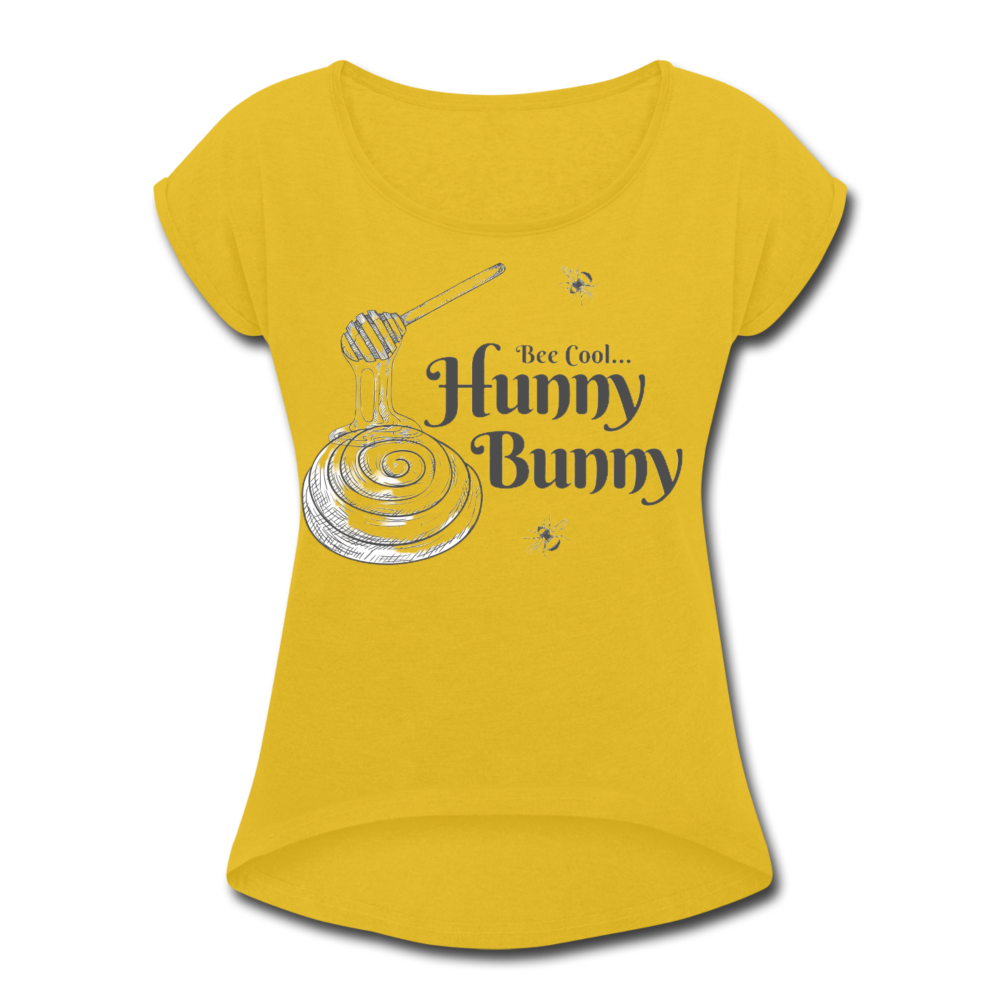 Bee Cool Women's Roll Cuff T-Shirt - mustard yellow