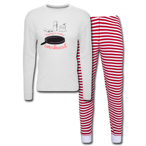 Cornbread Unisex Pajama Set - white/red stripe