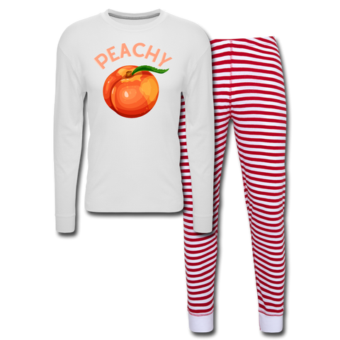 Peachy Unisex Pajama Set - white/red stripe
