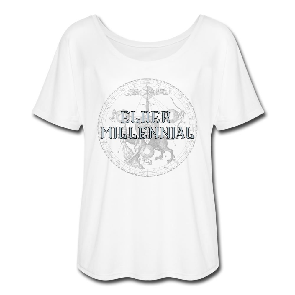 Elder Millennial Women’s Flowy T-Shirt - white