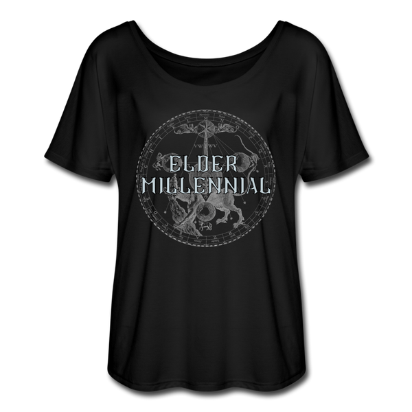 Elder Millennial Women’s Flowy T-Shirt - black