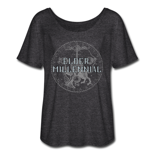Elder Millennial Women’s Flowy T-Shirt - charcoal gray
