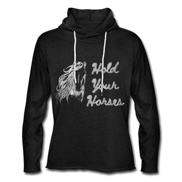 Horses Unisex Lightweight Terry Hoodie - charcoal gray