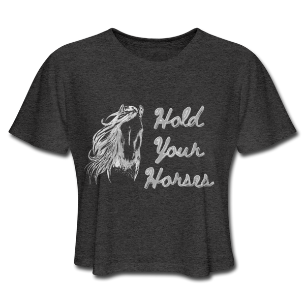 Horses Women's Cropped T-Shirt - deep heather