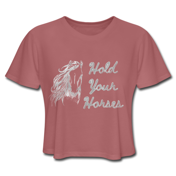 Horses Women's Cropped T-Shirt - mauve