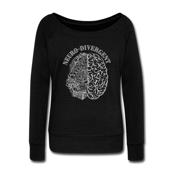 Neurodivergent Women's Wideneck Sweatshirt - black
