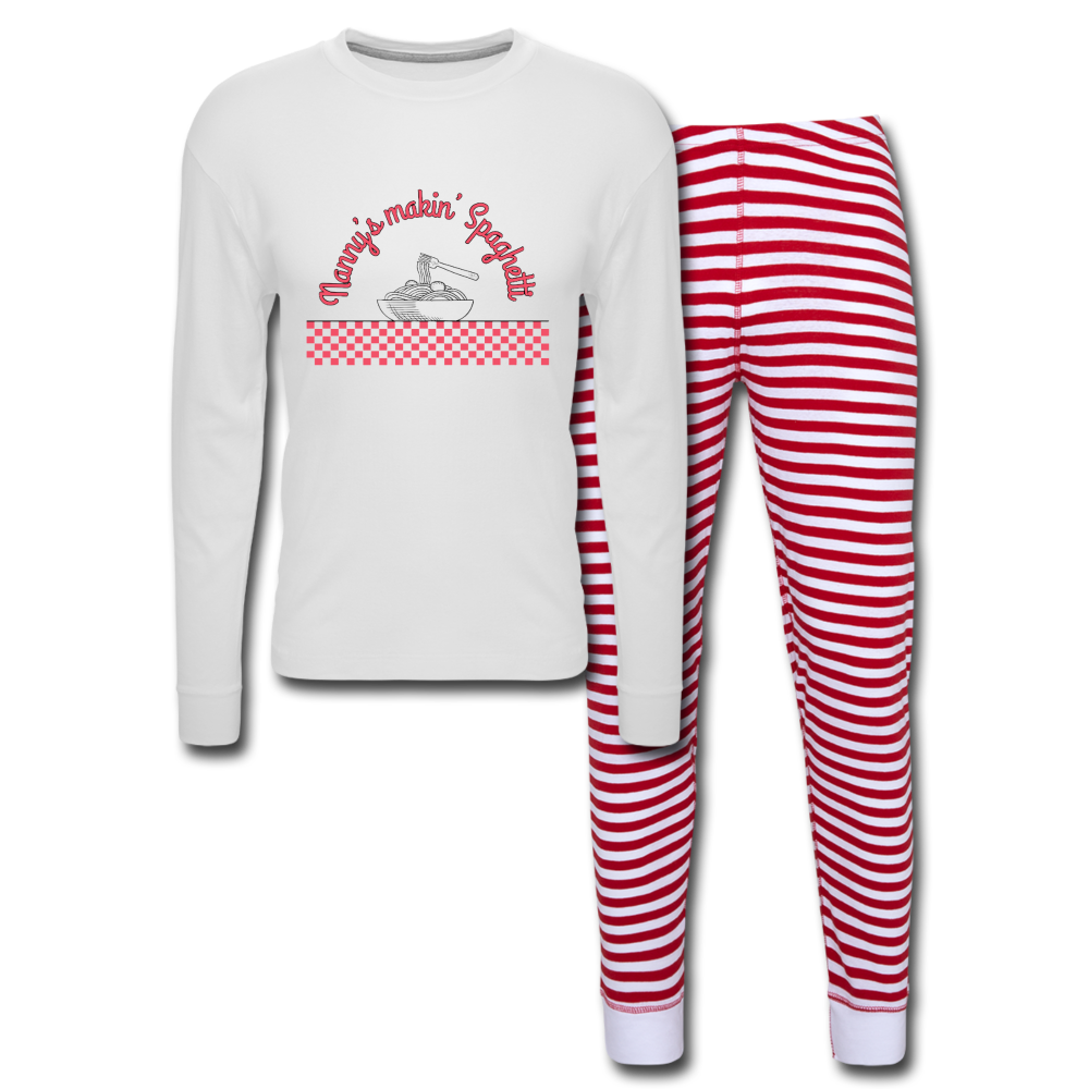 Nanny's Spaghetti Unisex Pajama Set - white/red stripe