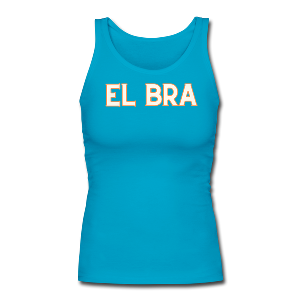 El Bracero Women's Longer Length Fitted Tank - turquoise