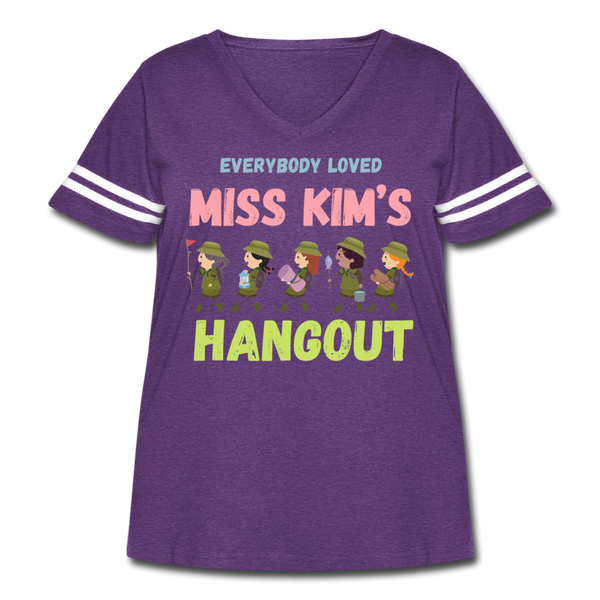 Miss Kim Women's Curvy Vintage Sport T-Shirt - vintage purple/white