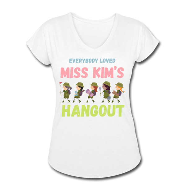 Miss Kim Women's Tri-Blend V-Neck T-Shirt - white