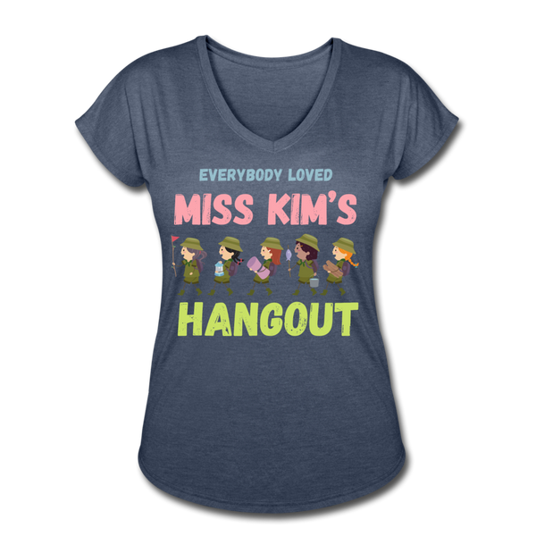 Miss Kim Women's Tri-Blend V-Neck T-Shirt - navy heather