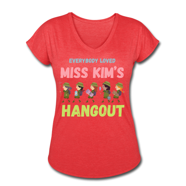 Miss Kim Women's Tri-Blend V-Neck T-Shirt - heather red