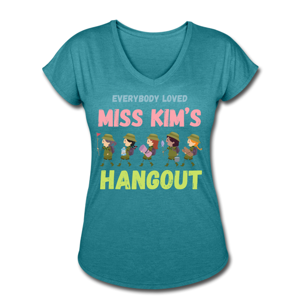 Miss Kim Women's Tri-Blend V-Neck T-Shirt - heather turquoise