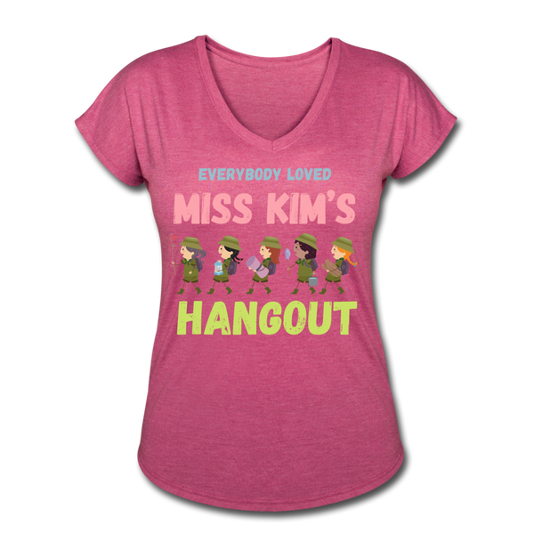 Miss Kim Women's Tri-Blend V-Neck T-Shirt - heather raspberry