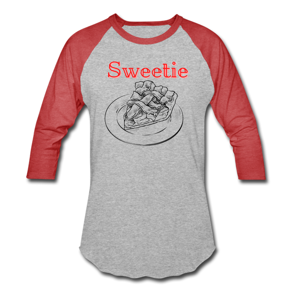 Sweetie Pie Baseball T-Shirt - heather gray/red